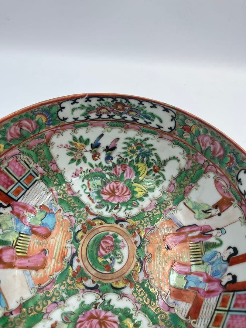 中国古美術　清時代 広彩 人物文 椀 開光人物 草花文 五彩 人物故事時代物