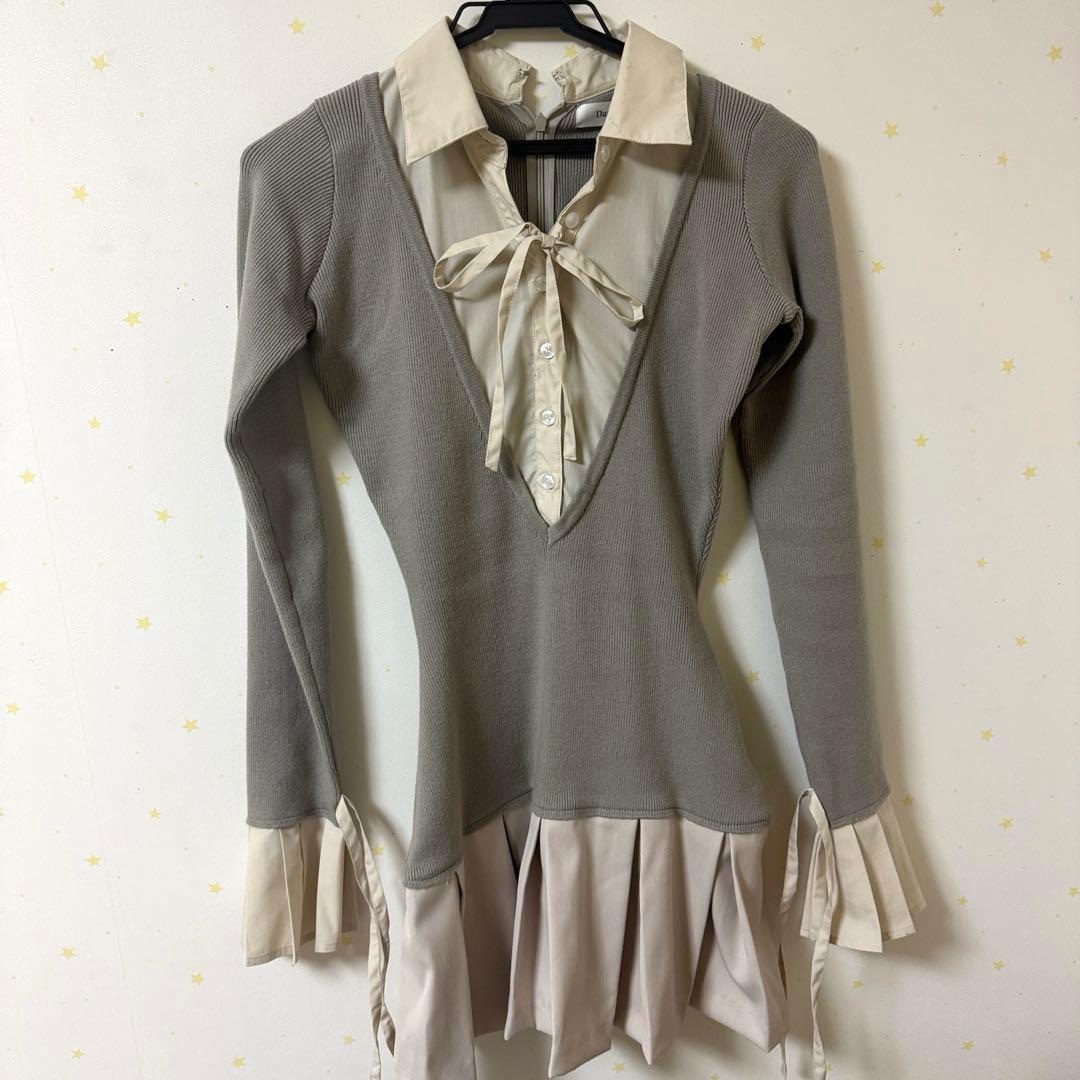 Darich　シャツドッキングプリーツミニワンピース FREE GRY