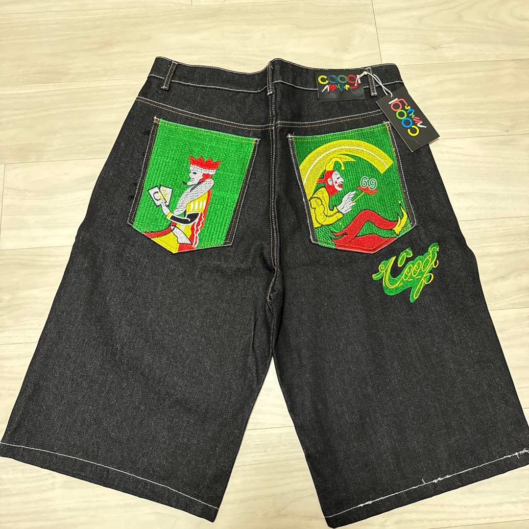 【激レア】Coogi ワイドデニム 刺繍 ショートパンツ
