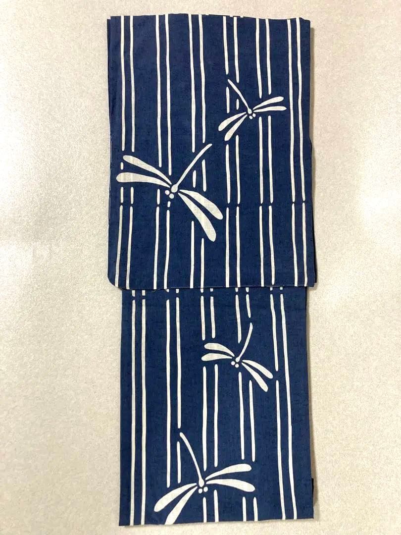 三勝染め 主染浴衣 トールサイズ 裄70cm 注染 トンボ ストライプ 縦縞