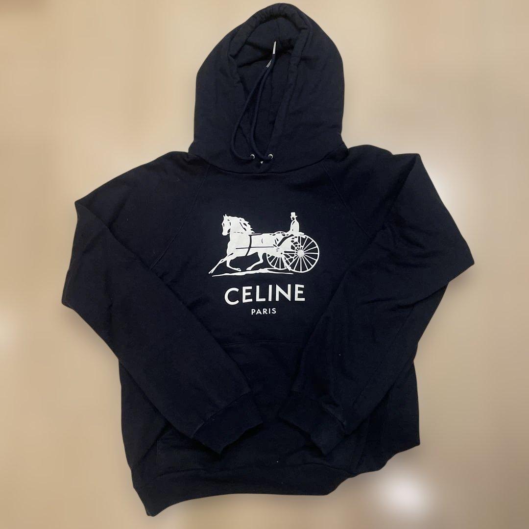 CELINE ネイビー パーカー サルキーロゴパーカー/スウェット/馬車