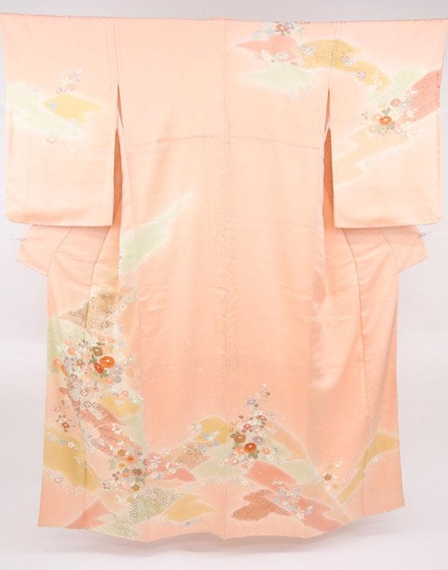 訪問着＊袷着物 長尺 トールサイズ 霞に四季花 略礼装 ピンク 正絹 1HM5