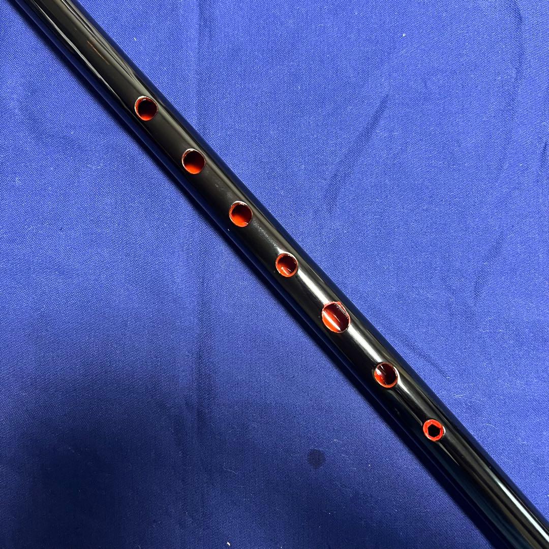 篠笛丸山 3本調子 唄物 黒漆塗 笛袋付
