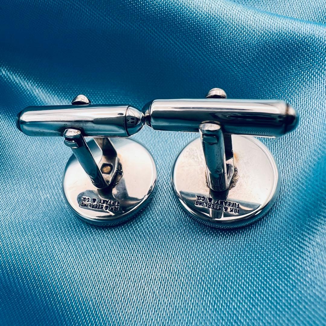 美品　ティファニー　シルバー　18K コンビ　カフス　カフリンクス　ラウンド