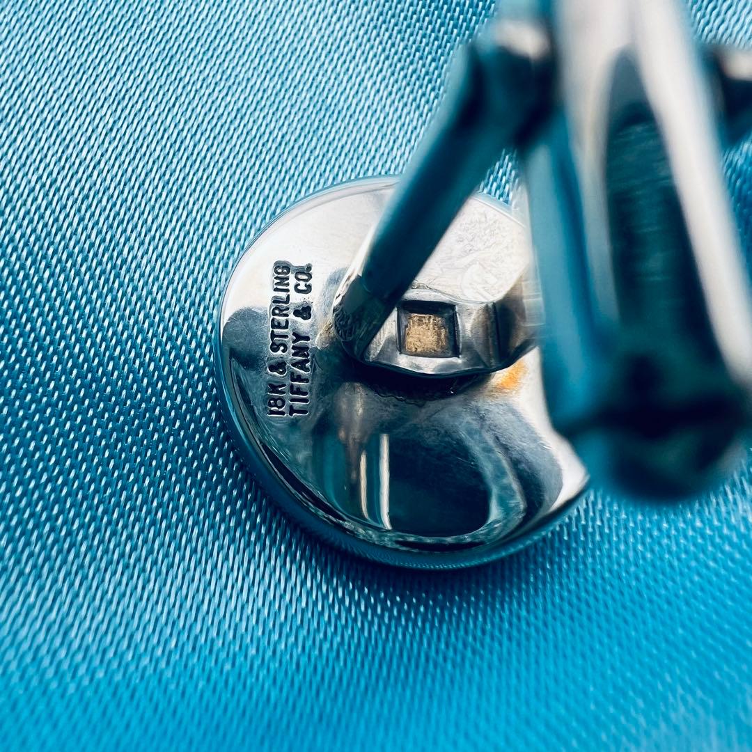 美品　ティファニー　シルバー　18K コンビ　カフス　カフリンクス　ラウンド