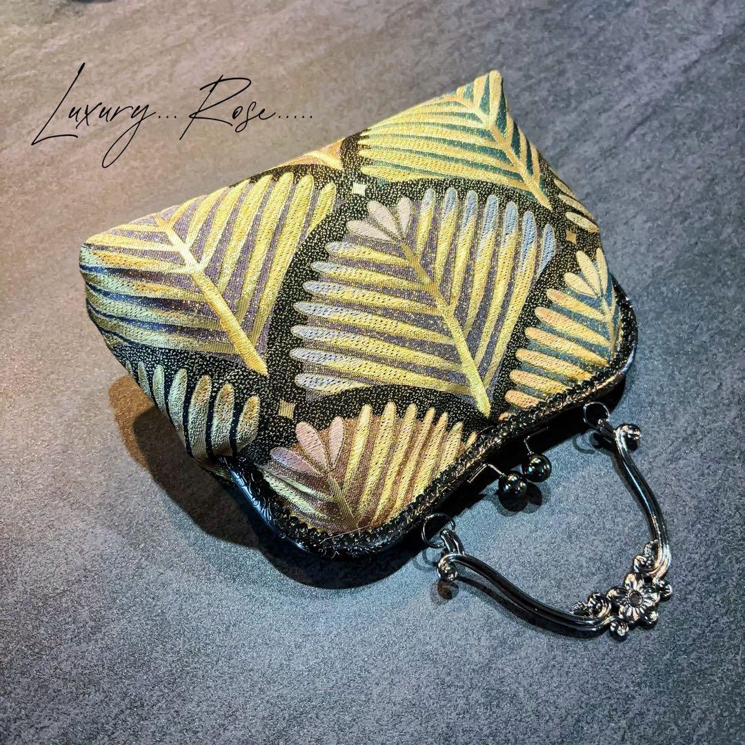 大松♡粋で可愛くカッコよく！お洒落新品西陣織帯地で人気のキリッとブラック帯バッグ