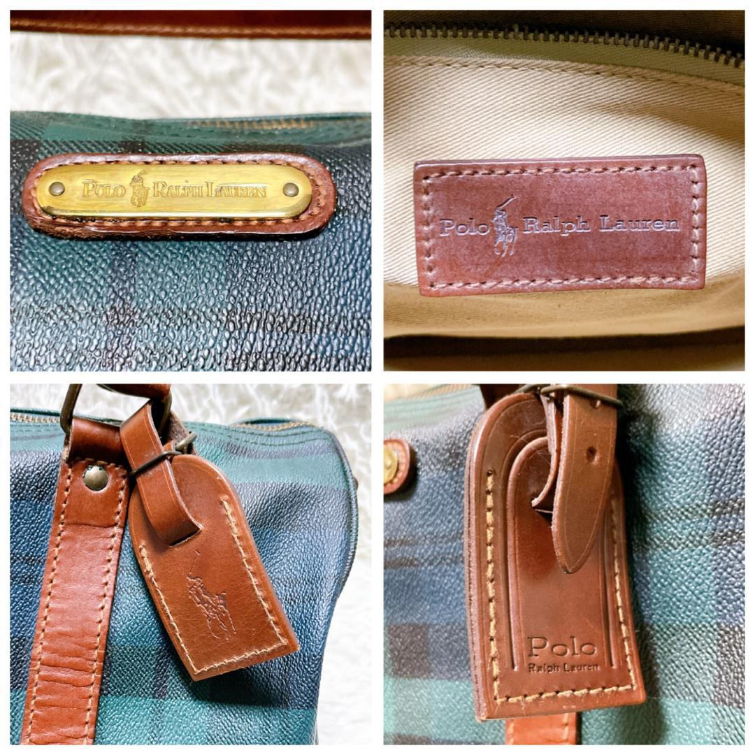 ポロラルフローレン ヴィンテージ ミニボストンバッグ PVC ブラックウォッチ