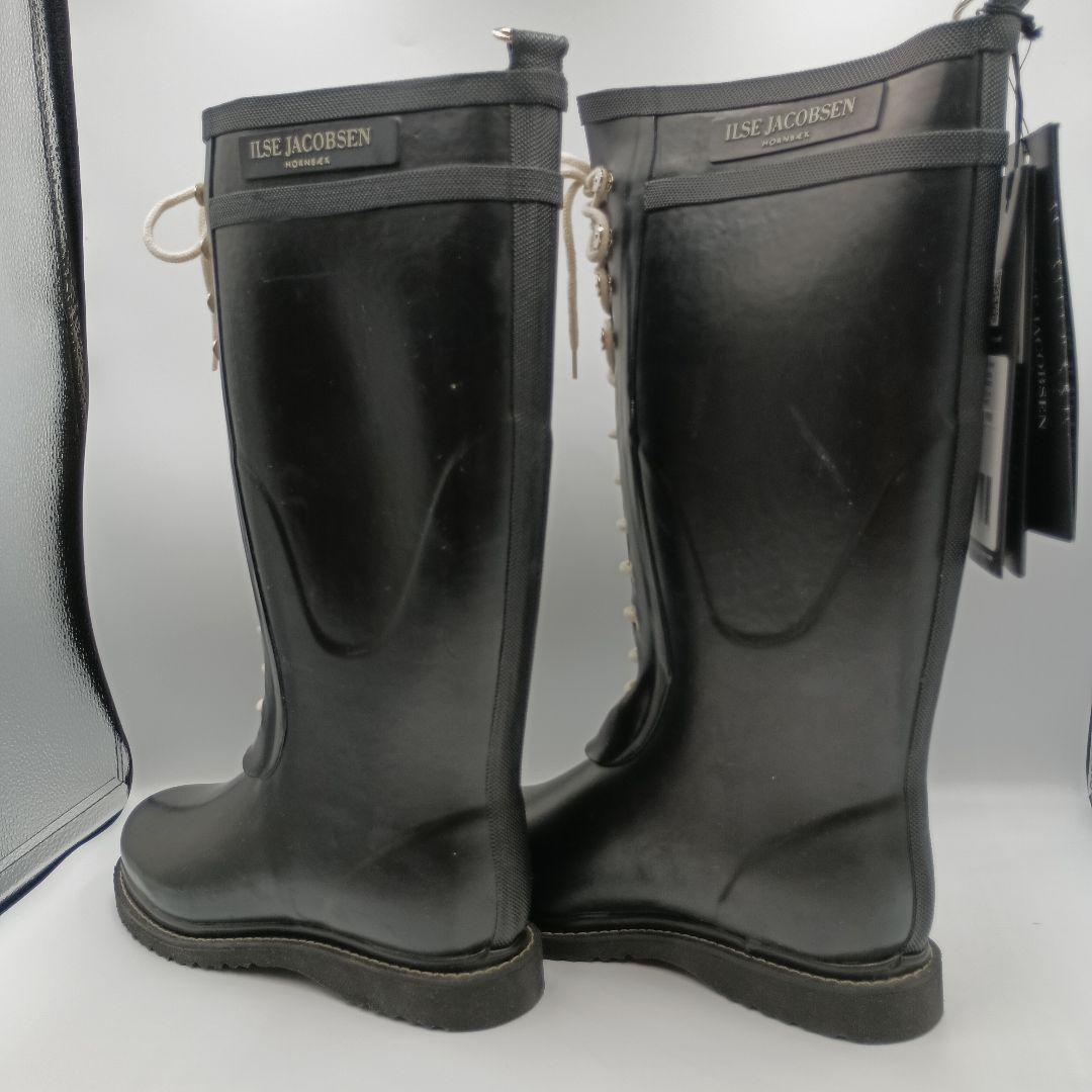 ILSE JACOBSEN レインブーツ レースアップ ブラック ２４cm