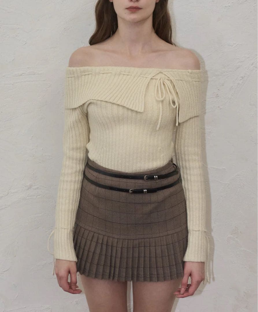 スカート yilon BELT CHECK MINI SKIRT