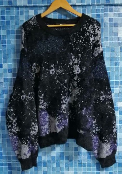 【黒 良品 キラキラ】即完売 HARE ラメアブストラクト ニット プルオーバー