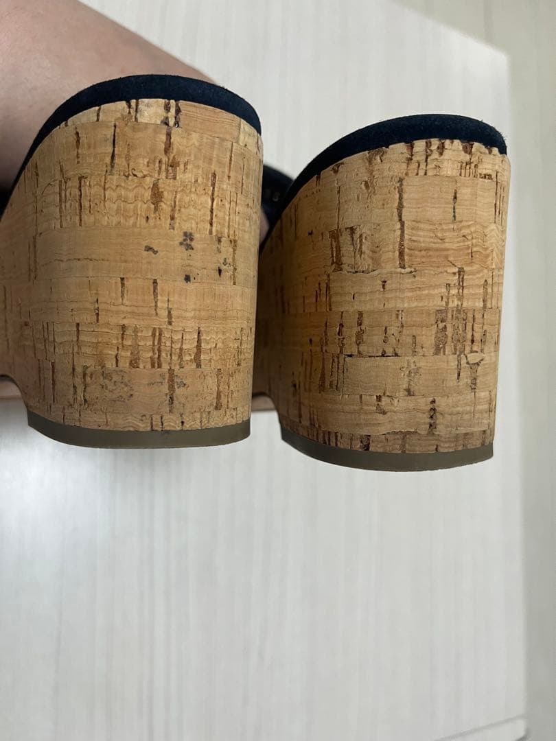 最終値下げ！CHANEL ネイビー スエード ミュール 35C