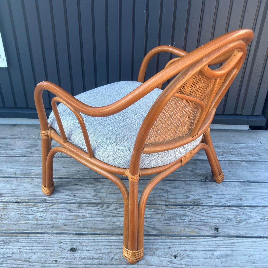 昭和レトロ ラタンチェア アームチェア 座椅子 ヴィンテージ 籐家具 古家具