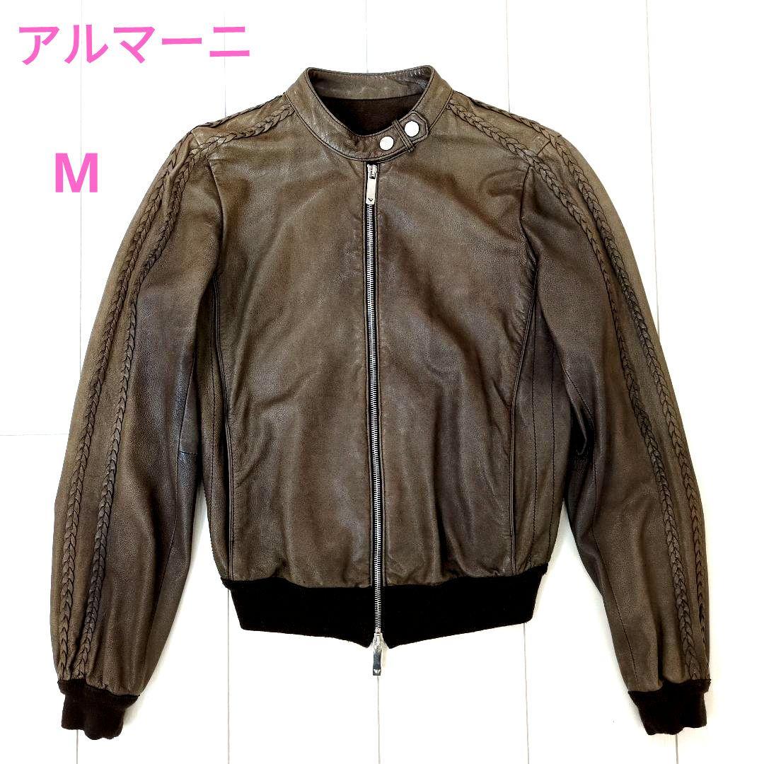 アルマーニ　ARMANI　シングルライダース　レザー　ジャケット　M ブラウン