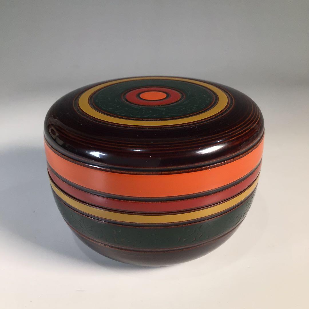 Ｍ７８４　棗　『和田瑾斎作』『独楽塗』『平棗』　共箱　茶道具