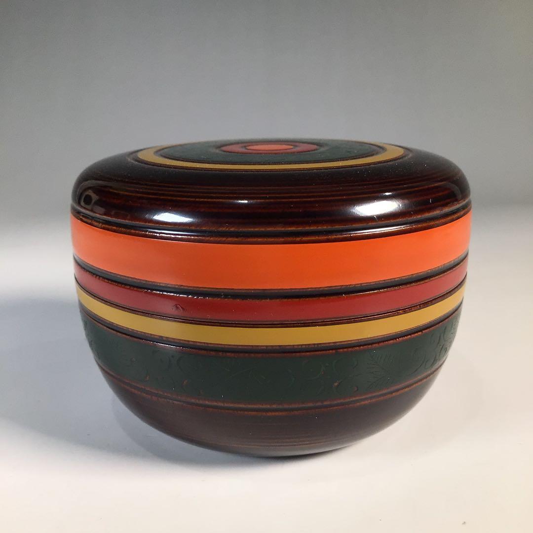 Ｍ７８４　棗　『和田瑾斎作』『独楽塗』『平棗』　共箱　茶道具