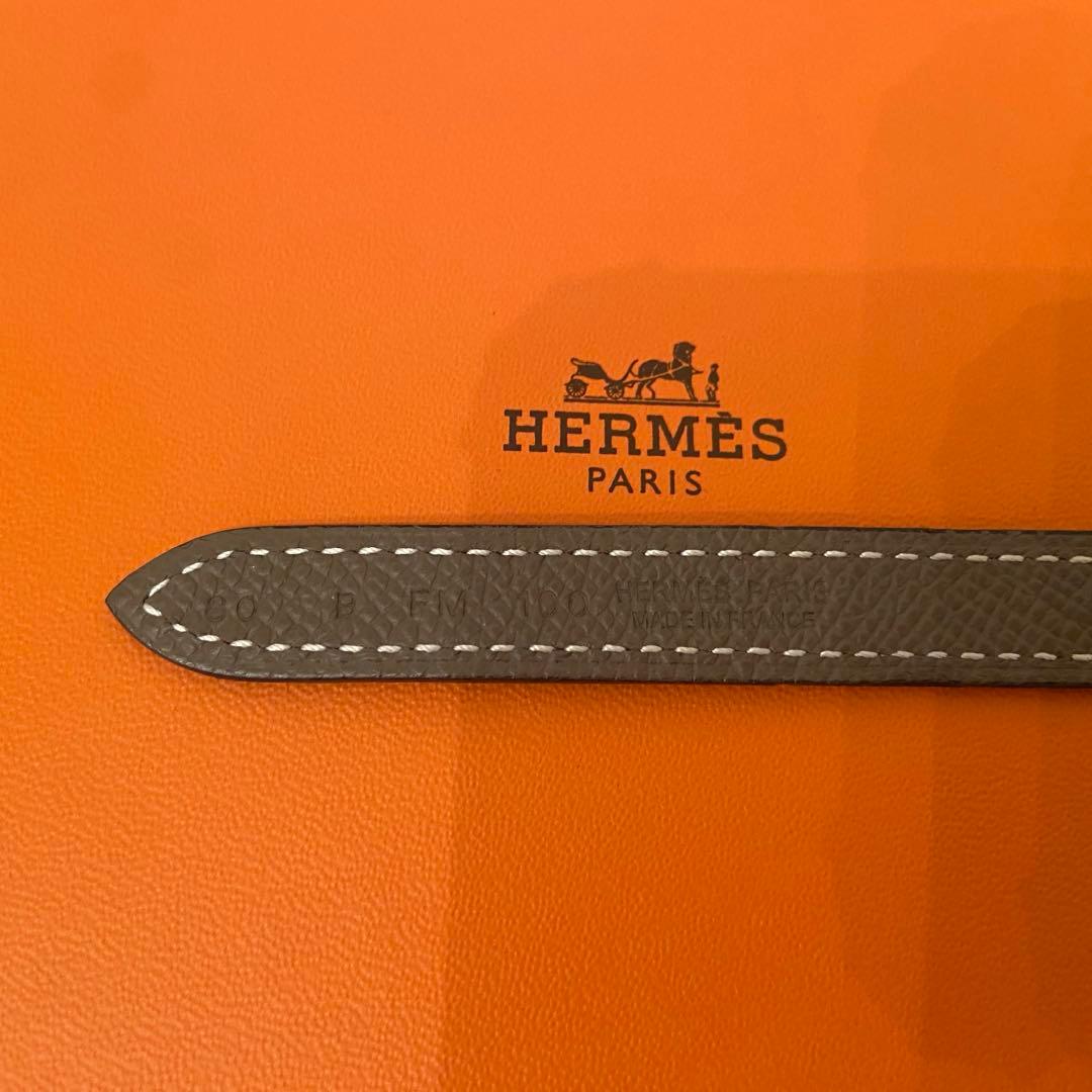 【美品】エルメス　リバーシブルレザーベルト13mm 黒/エトゥープ