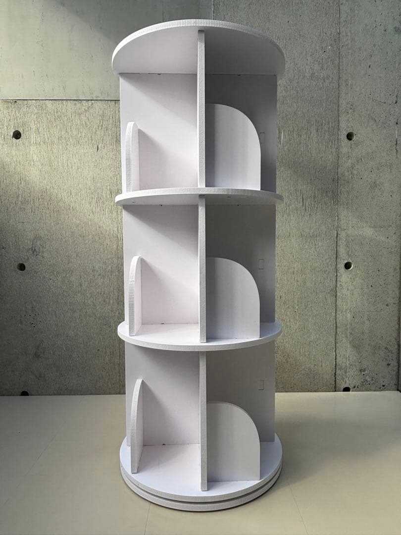 円柱型ホワイト4段本棚