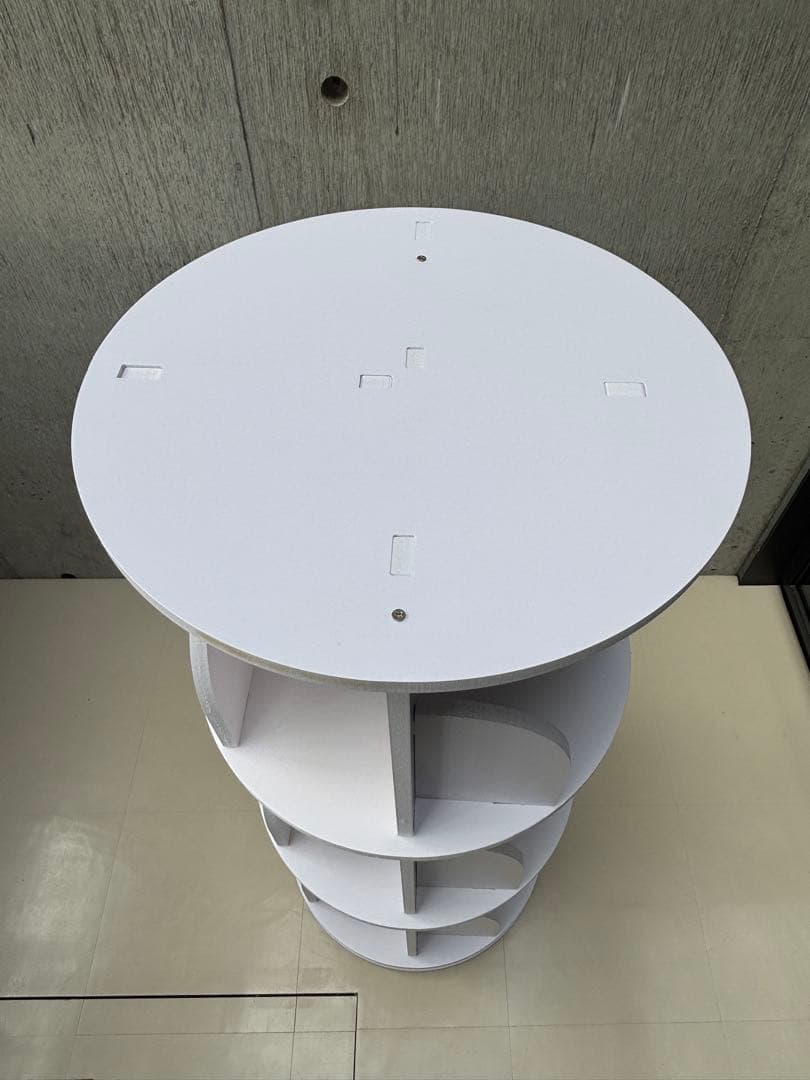 円柱型ホワイト4段本棚