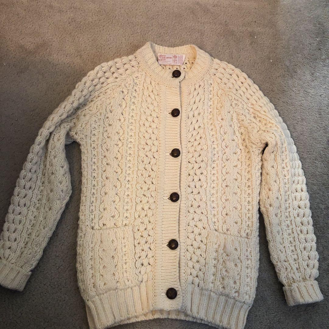 ヴィンテージ80年代アランニットカーディガンアイルランド製手編み