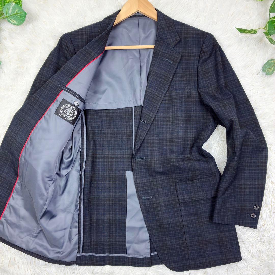 美品　ジェイプレス　タータンチェック　アンコンジャケット　L　パイピング