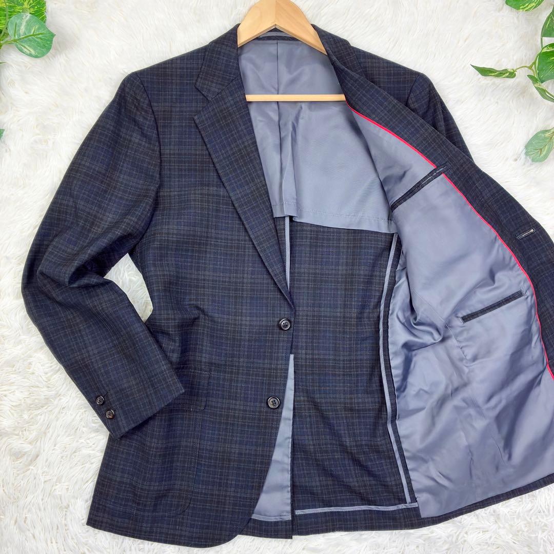 美品　ジェイプレス　タータンチェック　アンコンジャケット　L　パイピング