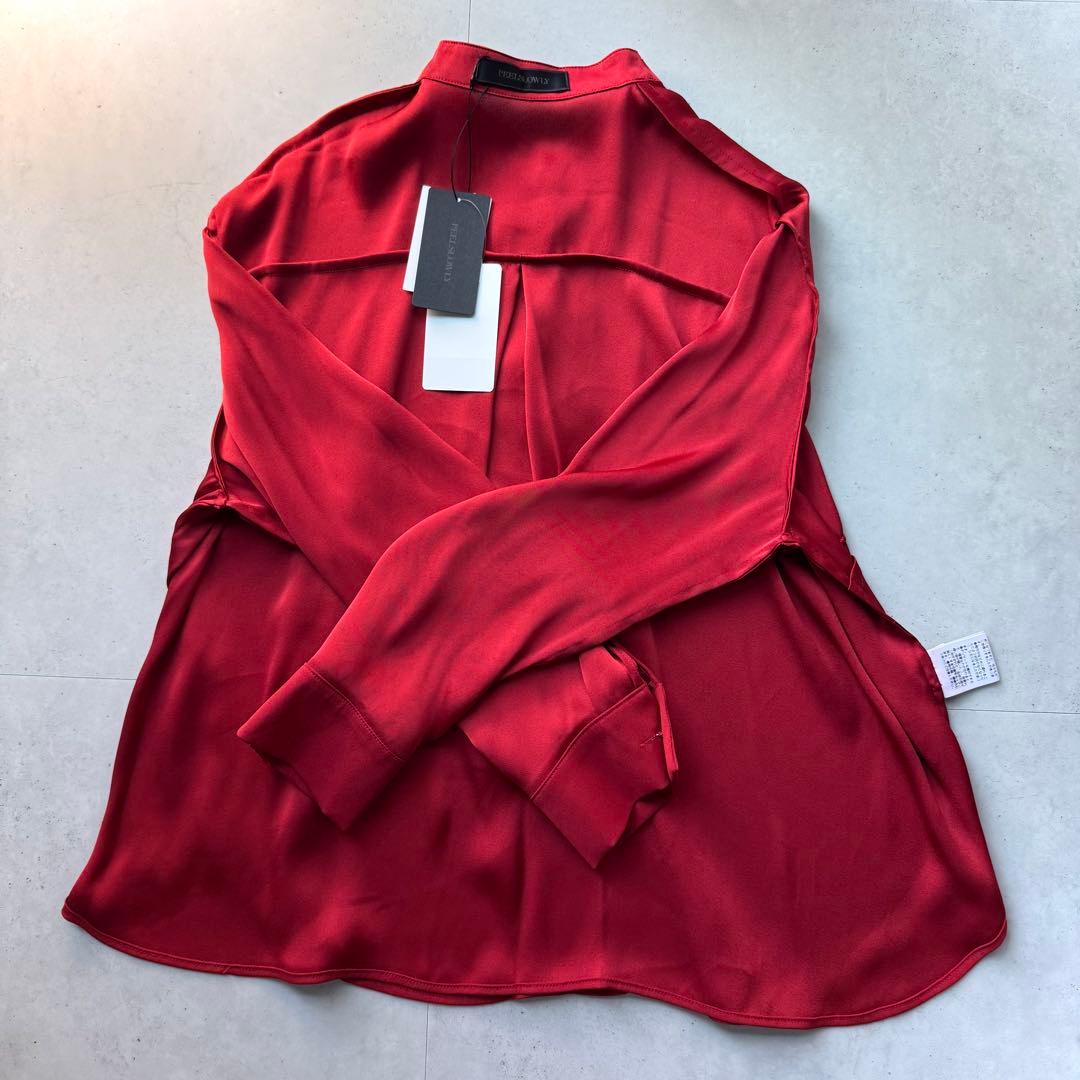 タグ付未使用 希少PEELSLOWLYボウタイ長袖ブラウス フォーマル日本製