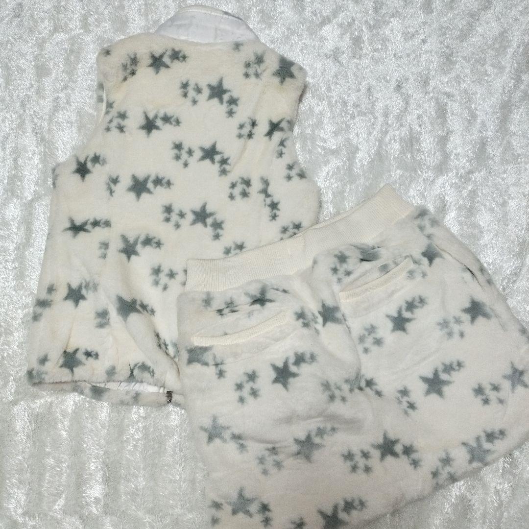 ふわふわ暖かいファー素材セットアップ ベスト＆スカート星柄Callaway