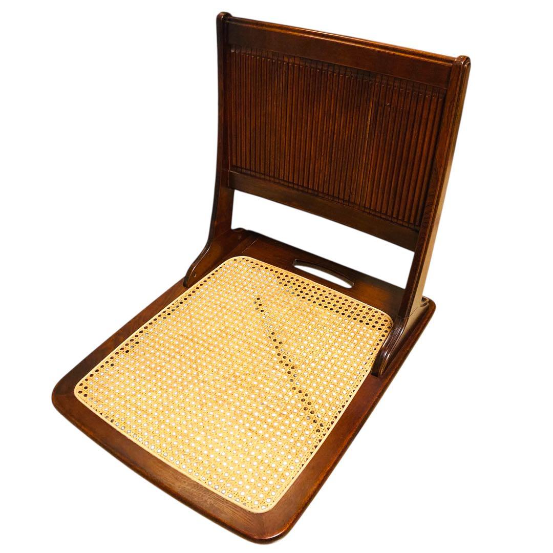 名作　カリモク　KARIMOKU 籐座面　折り畳み 座椅子　1脚