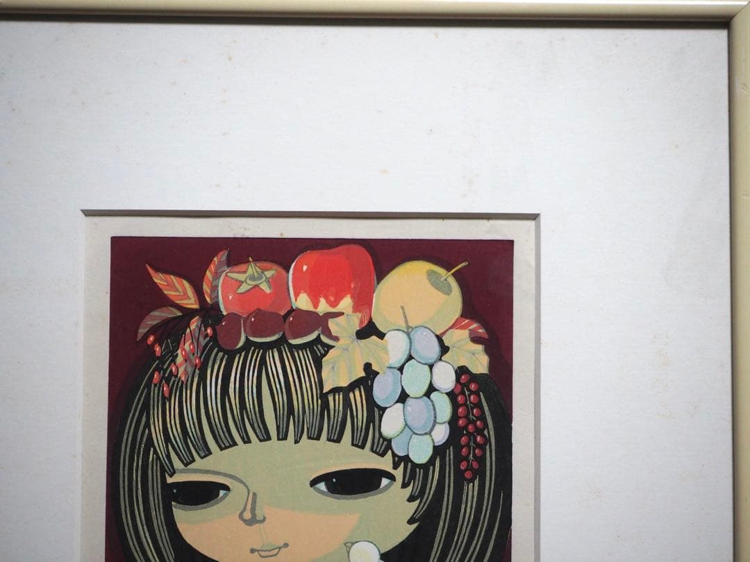 真作■池田修三 木版画 みのり 直筆サイン 1986年■版画 絵画 花の冠 一月