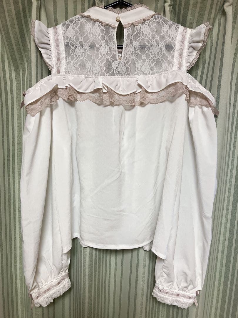 LIZ LISA 3つリボン チョーカーブラウス 白×ピンク