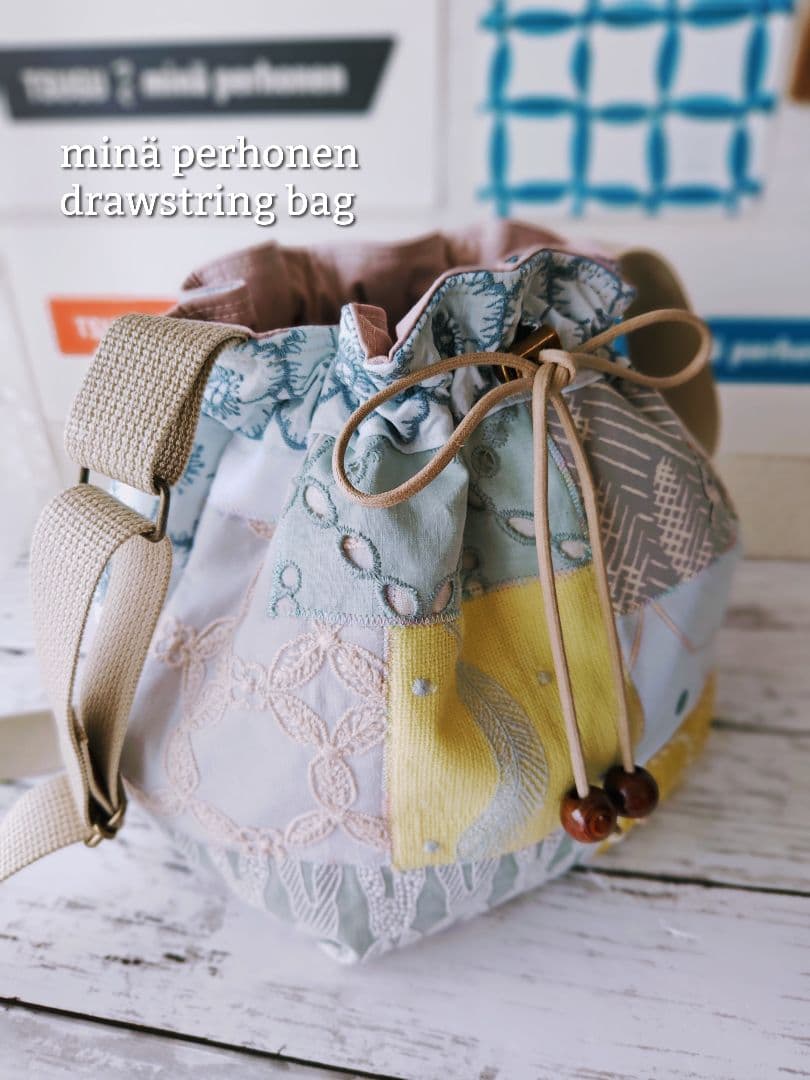 【再販ナシ】W ミナペルホネン ドローストリングバッグ 巾着バッグ アネモネ