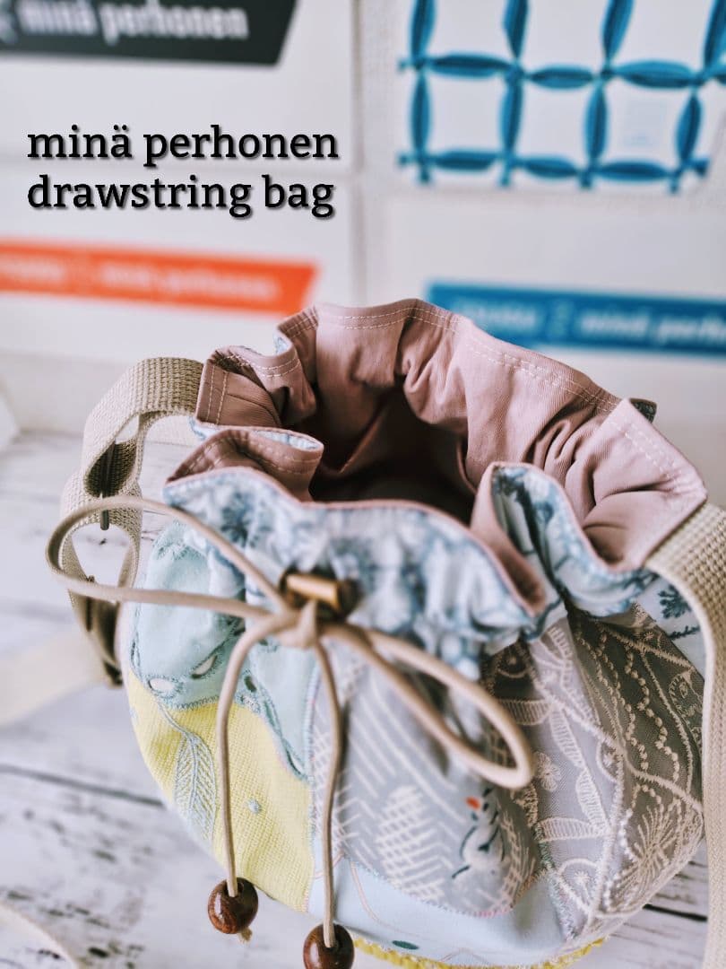 【再販ナシ】W ミナペルホネン ドローストリングバッグ 巾着バッグ アネモネ