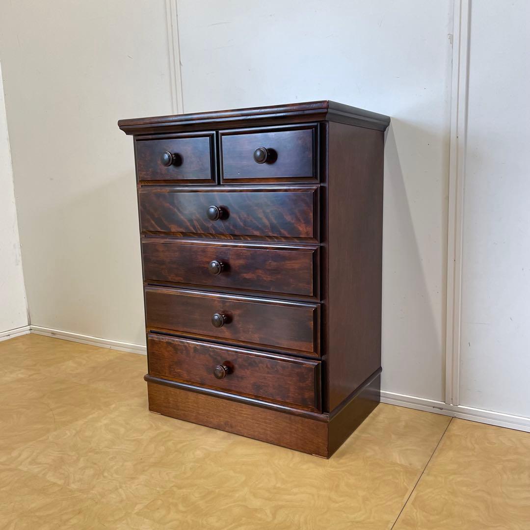 民芸家具 5段チェスト 長谷川家具 旭川家具 引き出し 電話台 タンス 箪笥