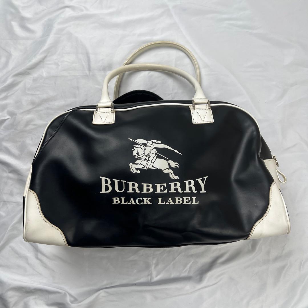 バッグ burberry black label big logo boston bag