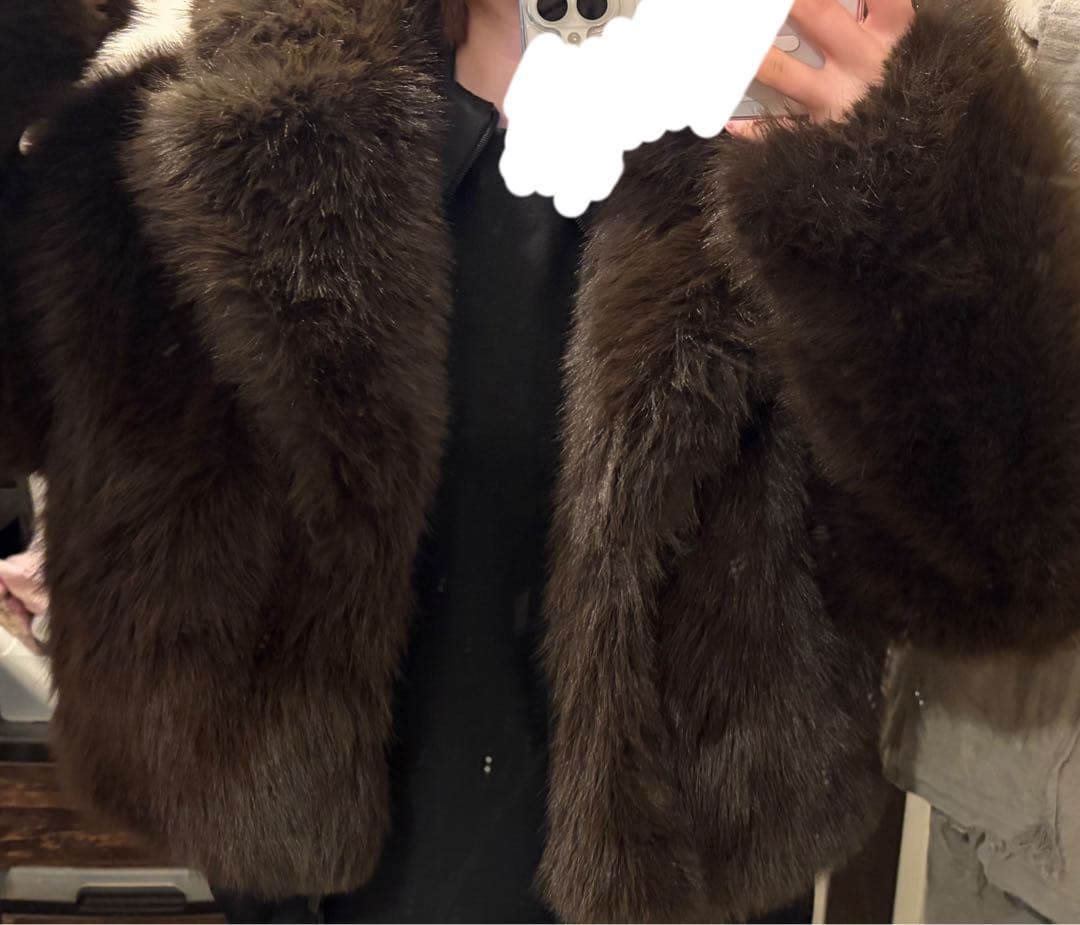 ZARA ショート フェイクファーコート タバコ色 新品