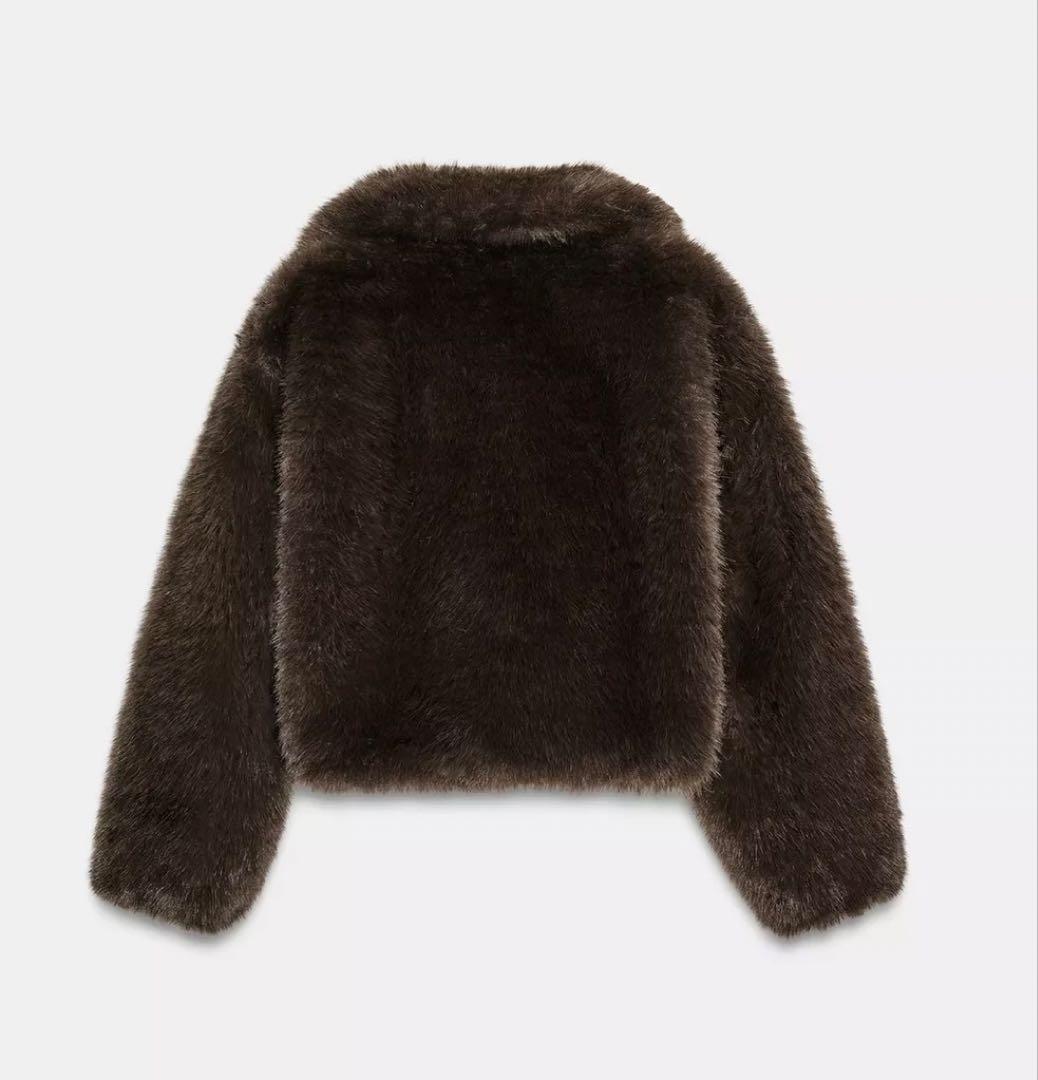 ZARA ショート フェイクファーコート タバコ色 新品