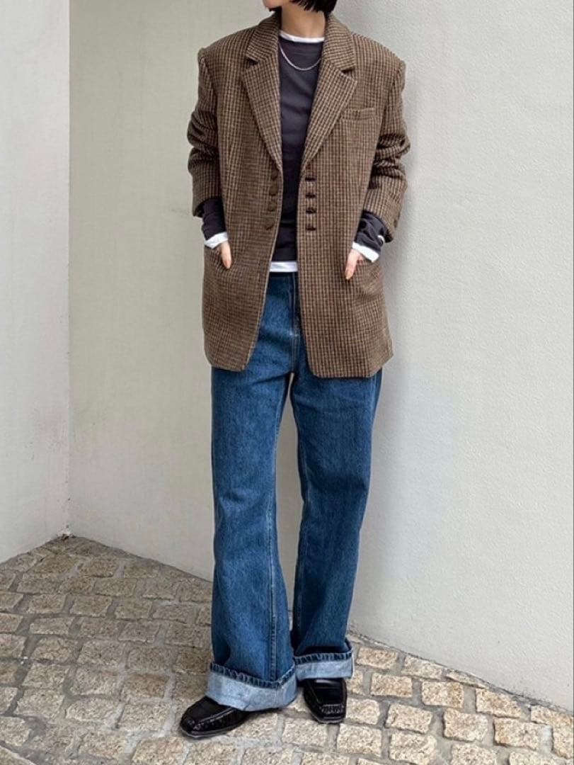 新品タグ付き todayful Wool100% Check Jacket