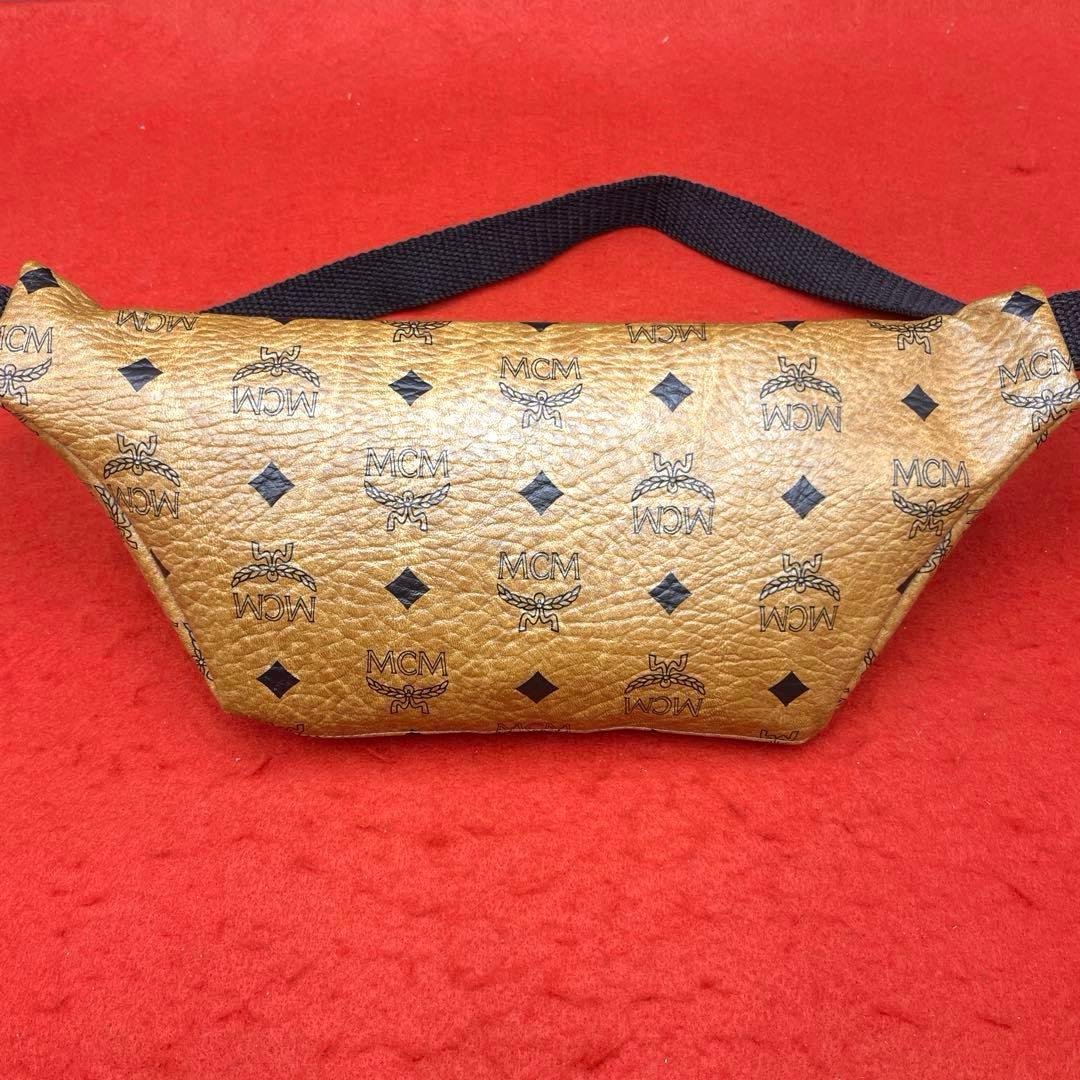 【美品】MCM ヴィセトス柄 ウエストポーチ ロゴ ゴールド金具 レザー