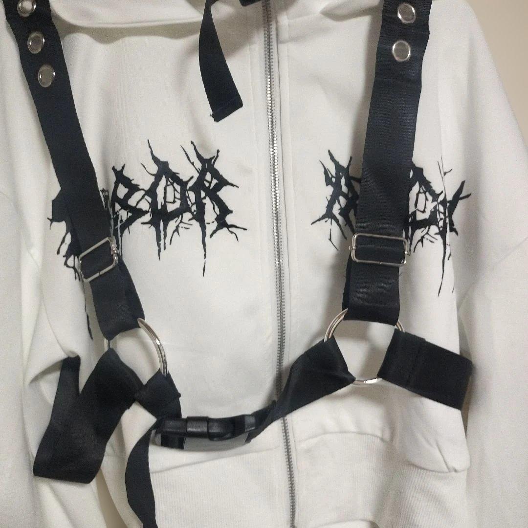 amilige アミリージュ　ショートZIPベルトハーネス付きパーカー　ホワイト