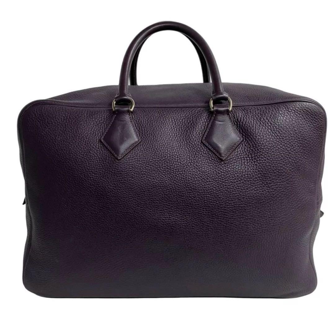 エルメス プリュム　45 パープル　紫　A 刻印　ボストン　バッグ