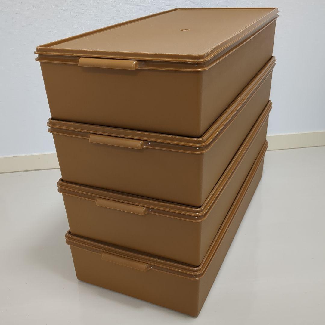 【4個セット】タッパーウェア　ロングスーパーケース　ブラウン　人気色