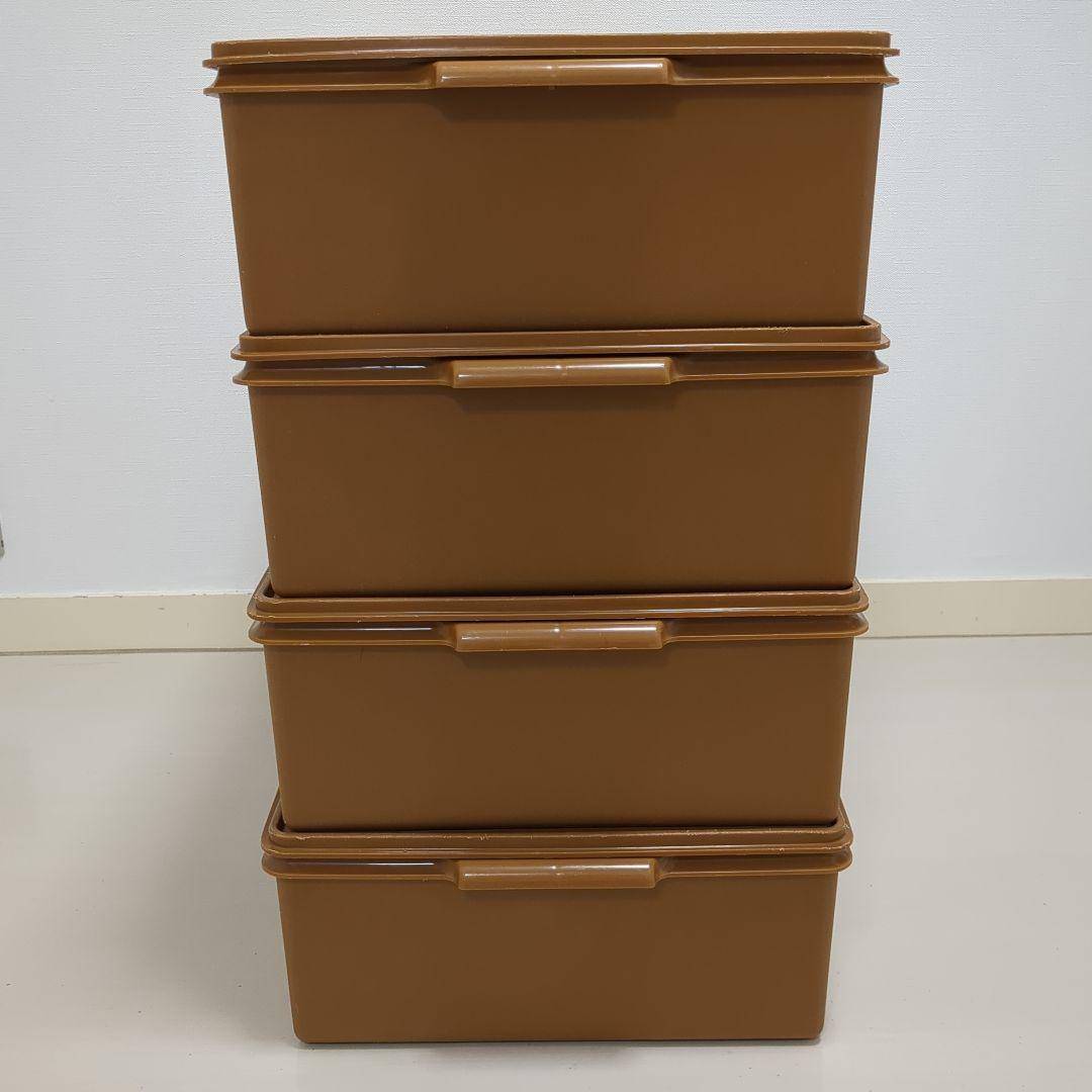 【4個セット】タッパーウェア　ロングスーパーケース　ブラウン　人気色