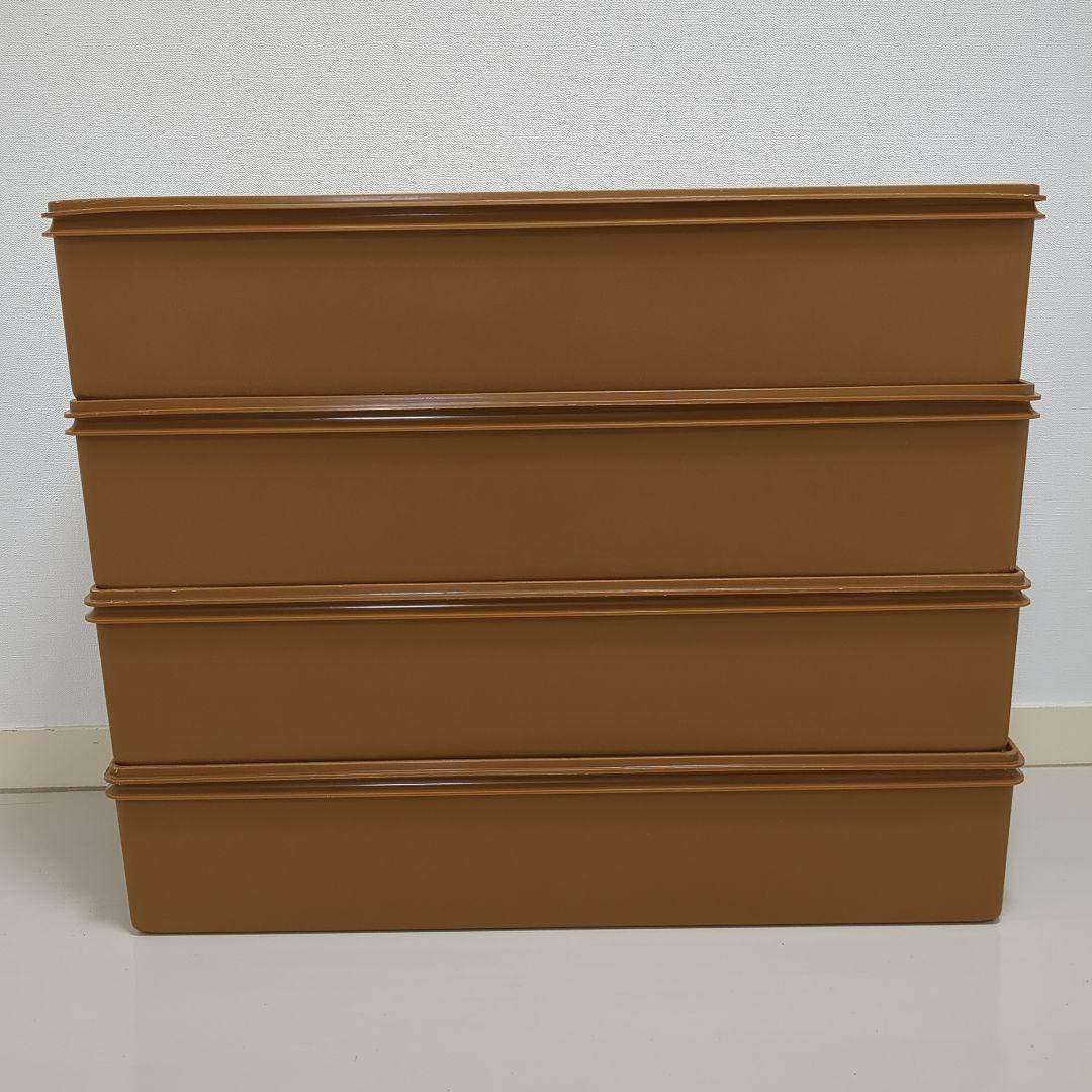 【4個セット】タッパーウェア　ロングスーパーケース　ブラウン　人気色