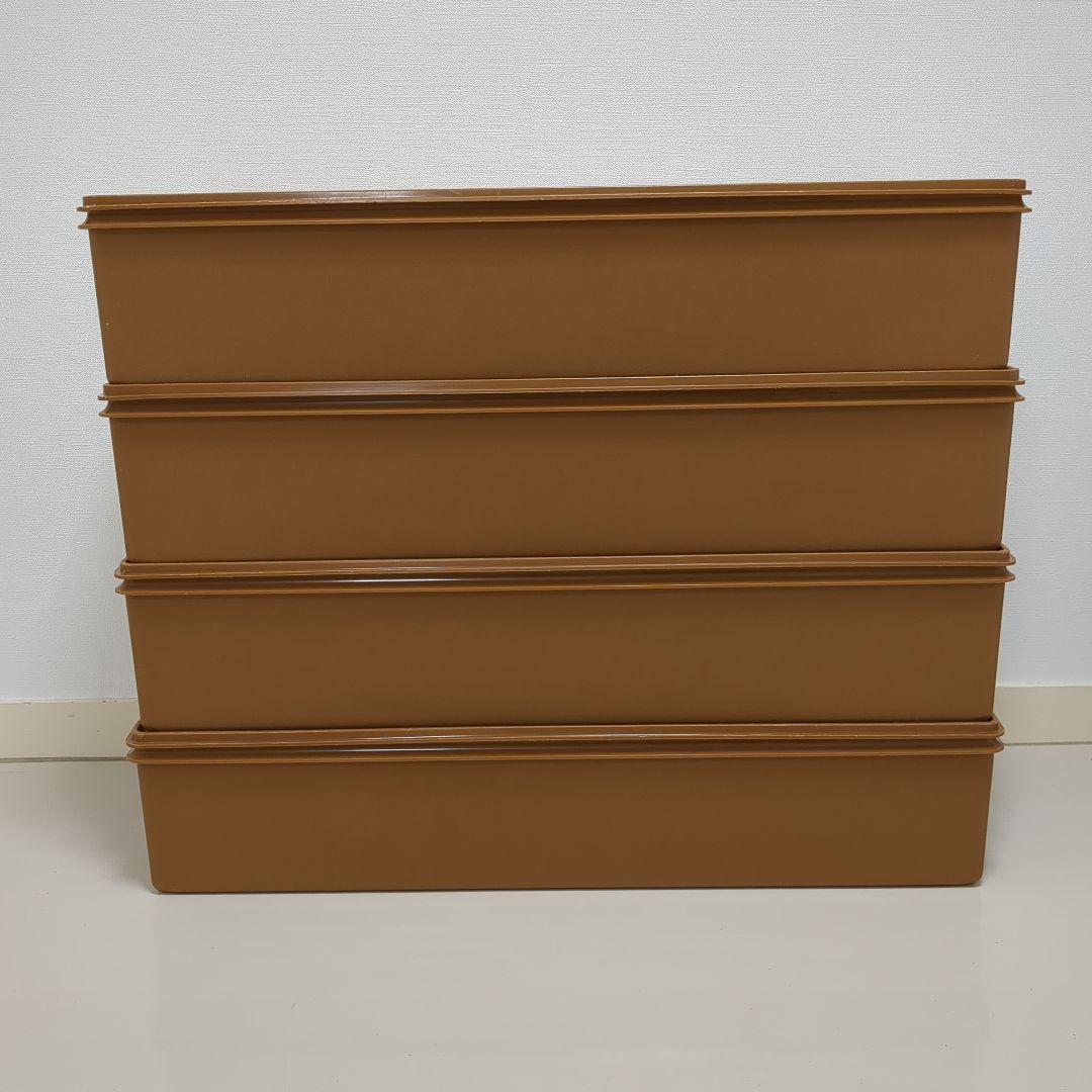 【4個セット】タッパーウェア　ロングスーパーケース　ブラウン　人気色