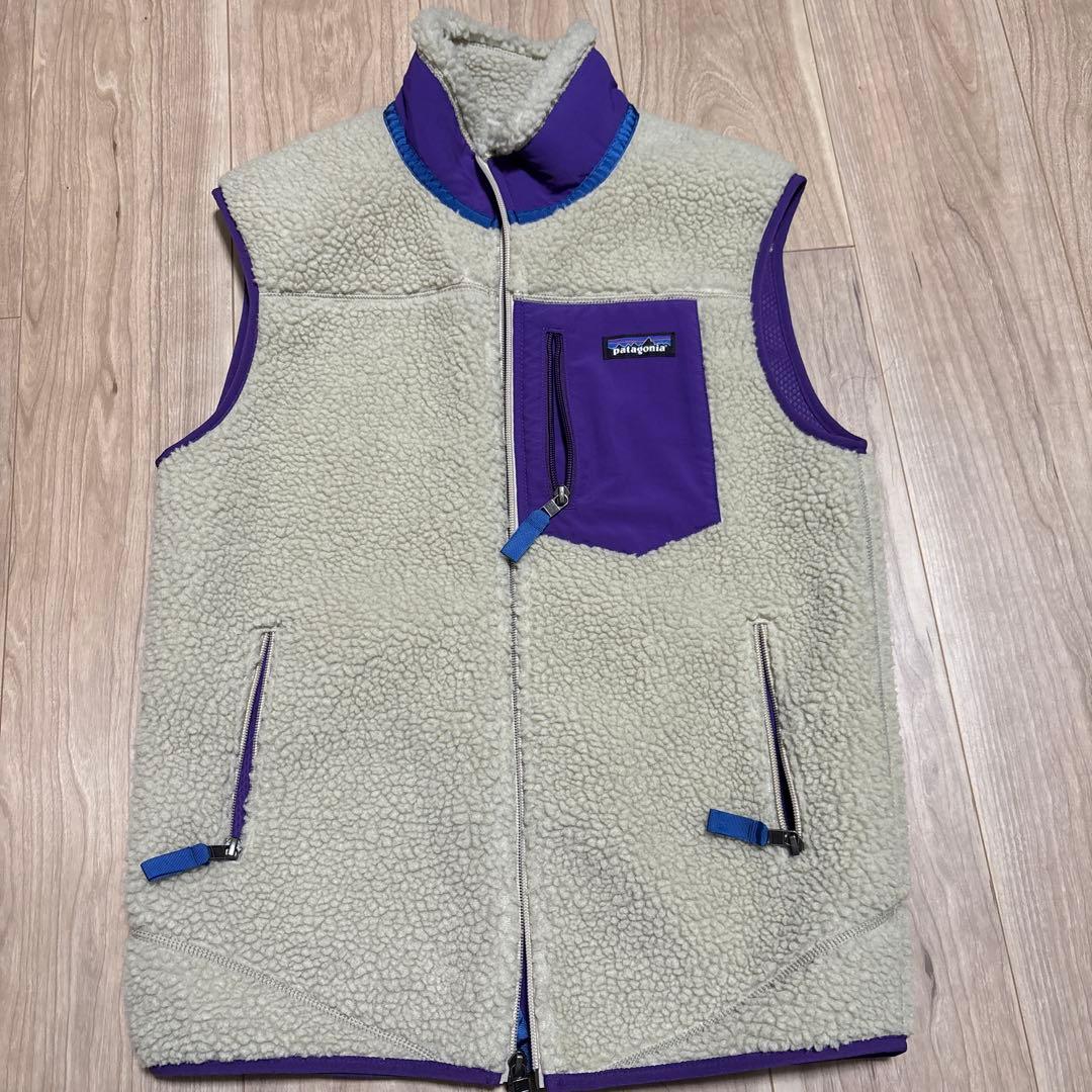 パタゴニア　クラシックレトロxベスト　直営店購入　ベージュ×パープル