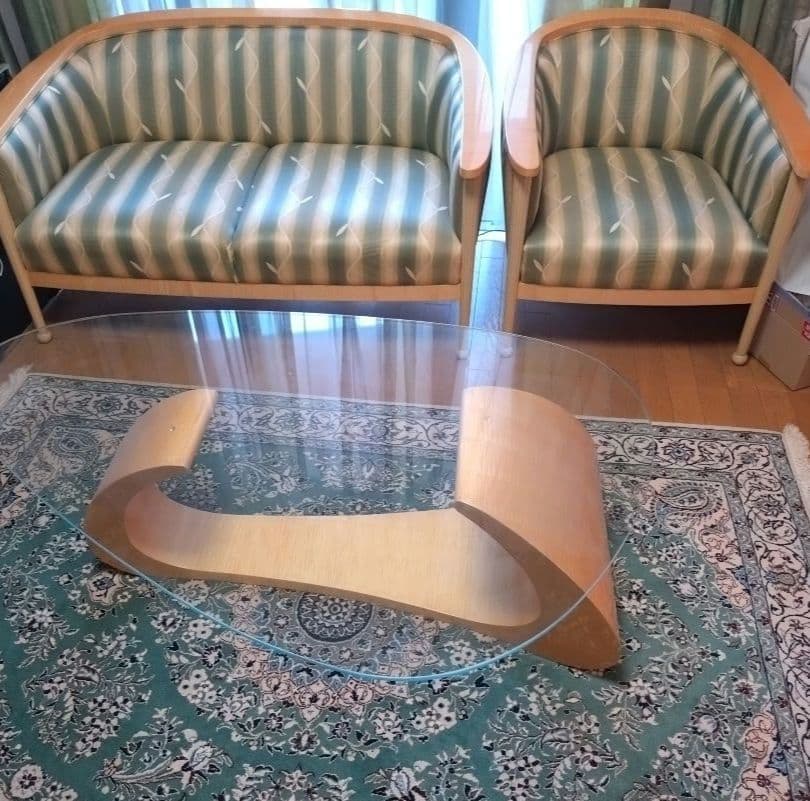 松創 ソファーテーブル センターテーブル ローテーブル ガラス シカモアメープル