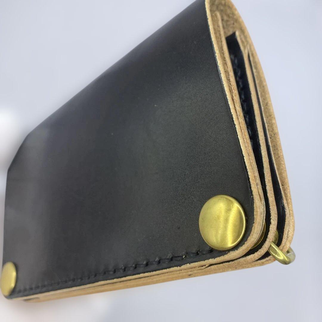 [値下]お札折らずに収納できる無骨な手染めミドルトラッカーウォレット BTW