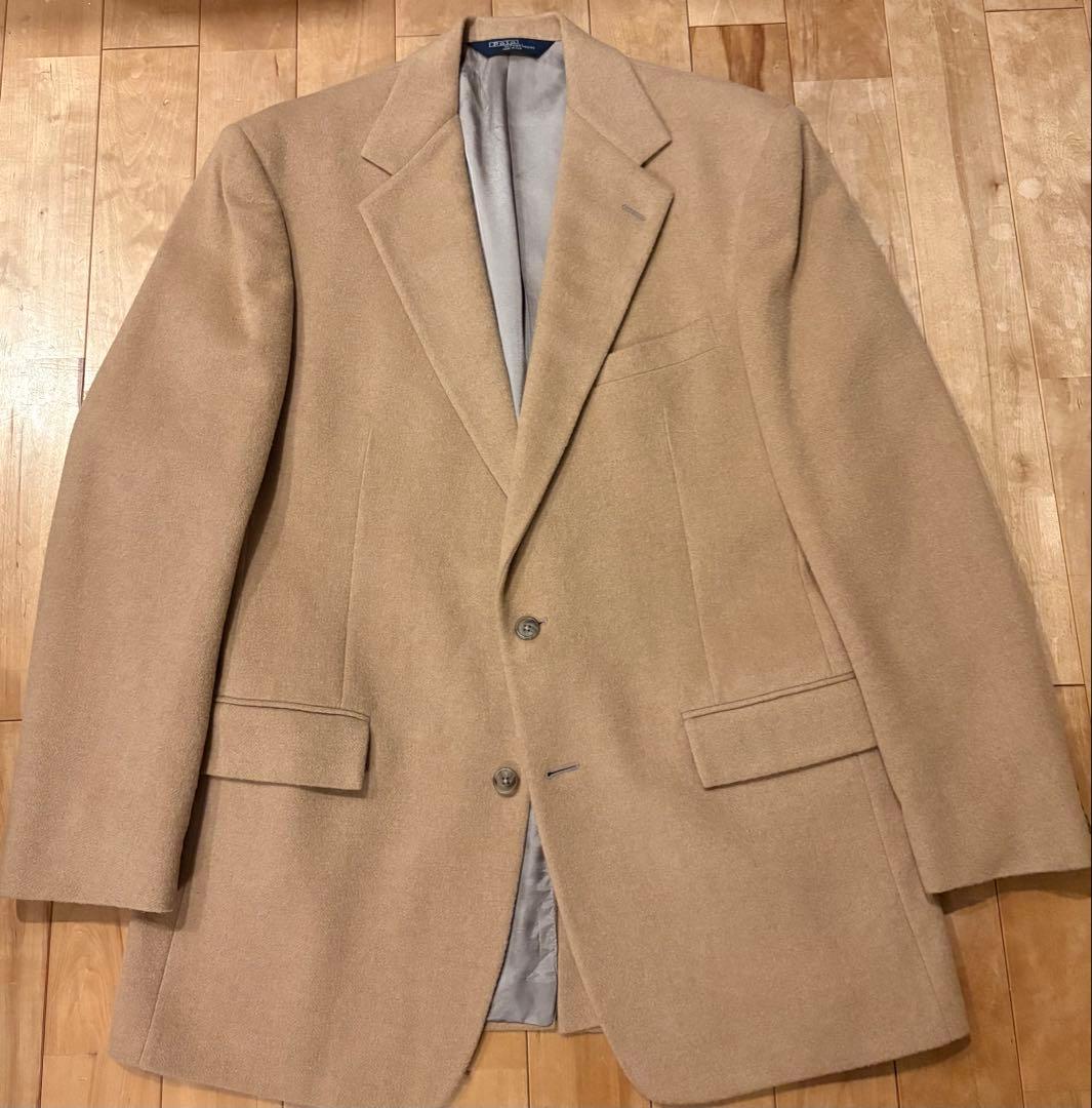 美品 Polo ポロラルフローレン41L キャメルヘア テーラードジャケット