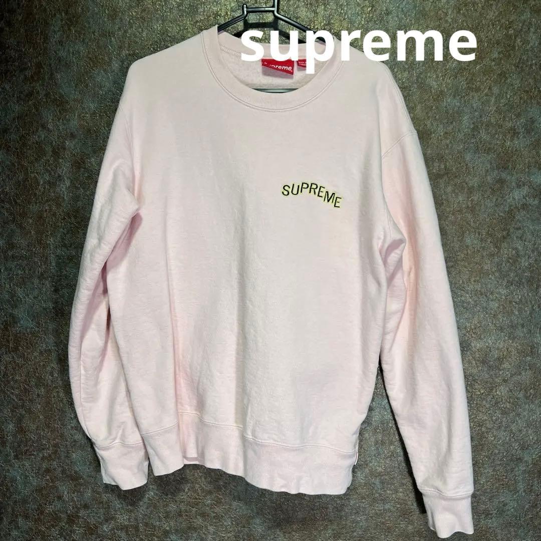 【美品】supreme スウェット　ピンク　裏起毛