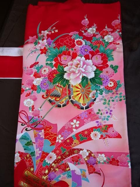 女児　お宮詣り産着一つ身　　花車　熨斗柄